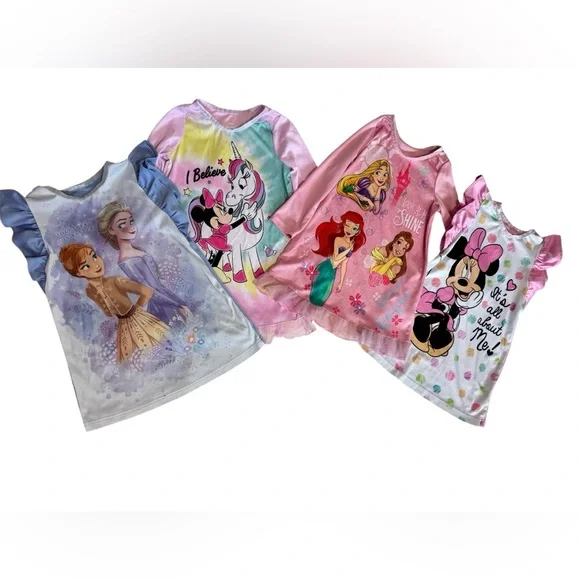 5pc Disney Girls Nightgowns Bundle Minnie Frozen Princess Pajamas 4T - Picture 2 of 11